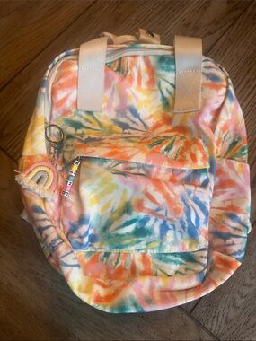 Tie-Dye Mini Backpack with Pastel Rainbow Print
